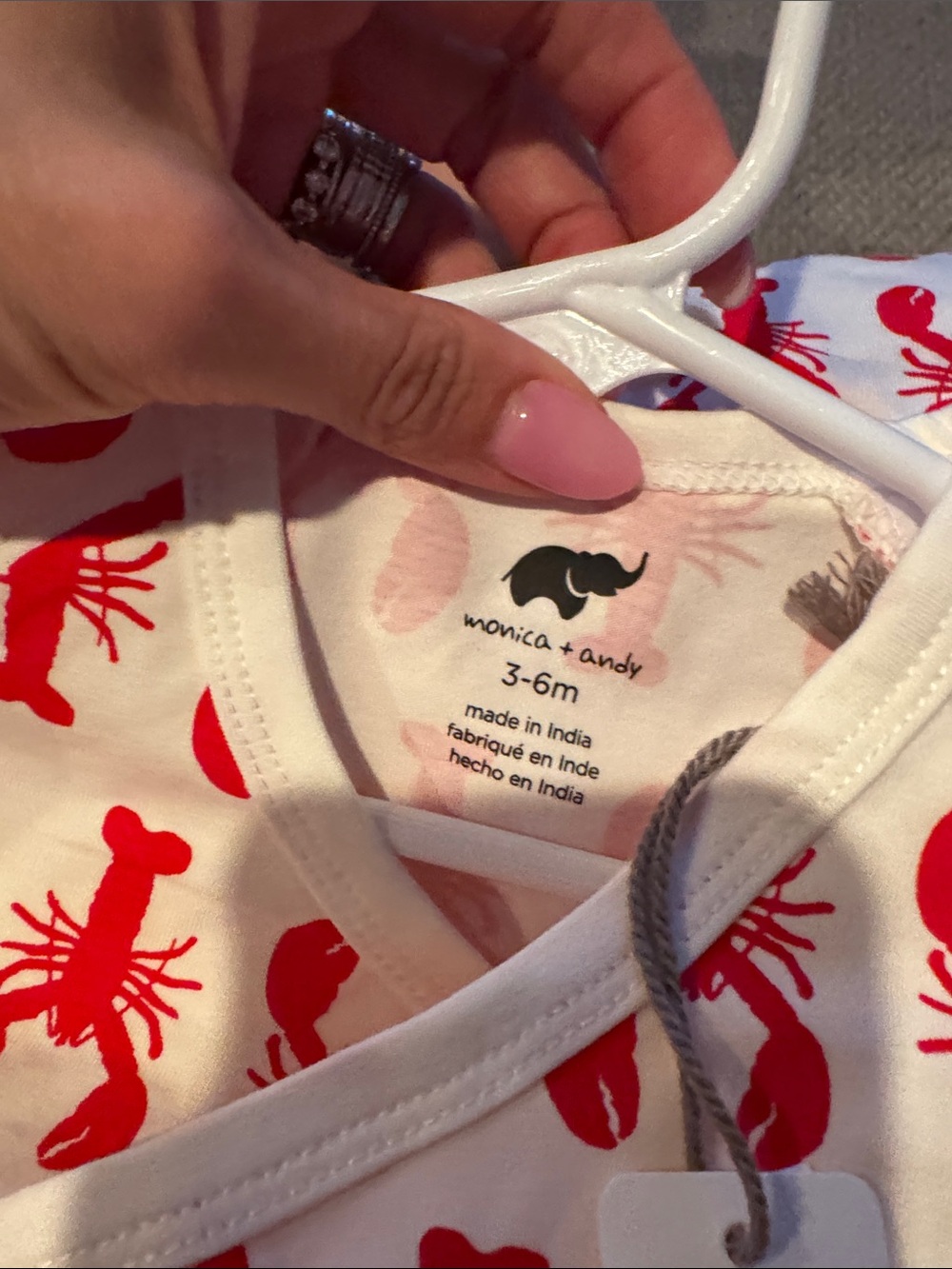 Red Lobster-Print White Baby One-Piece - Picture 5 of 5
